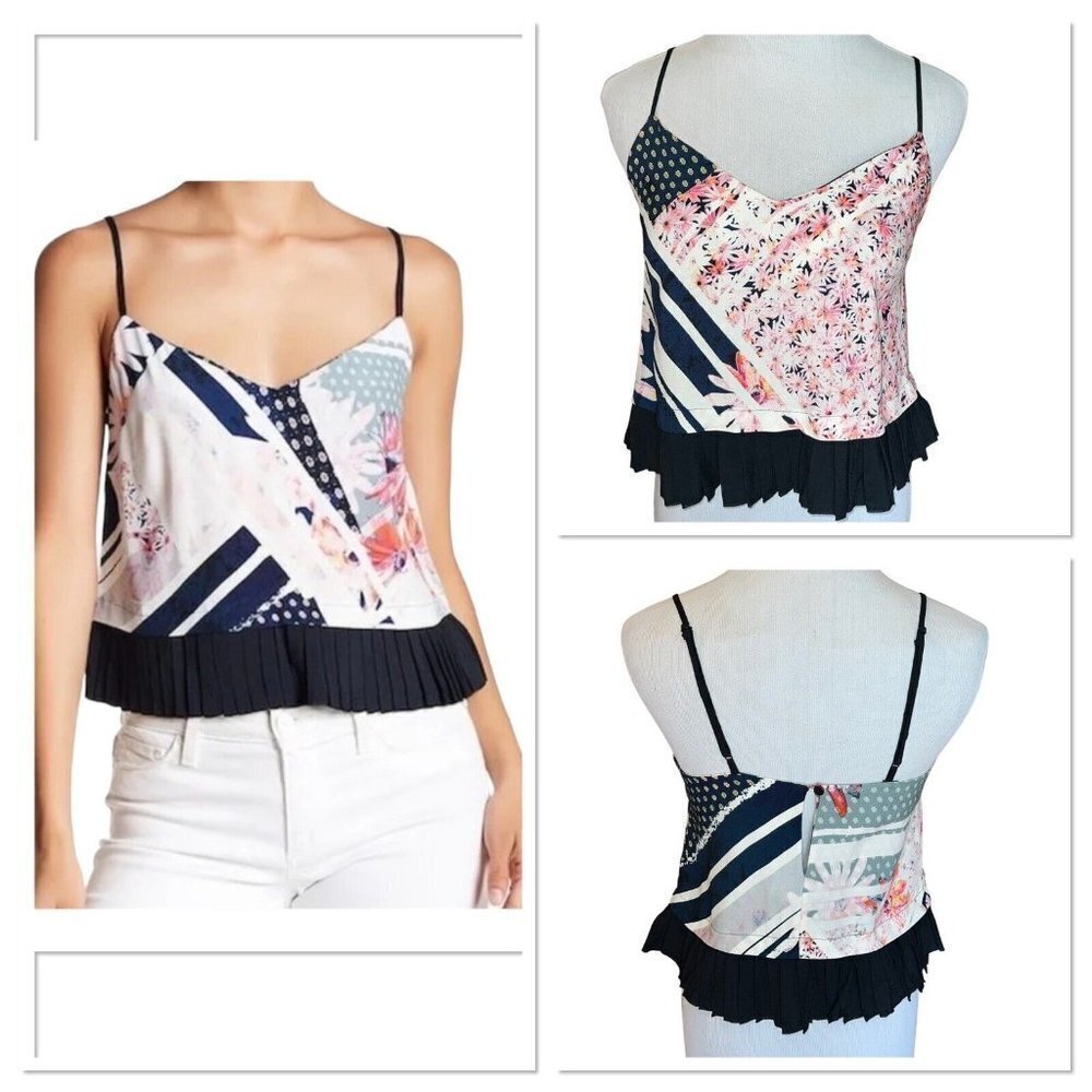 French Connection Womens Pink Floral Camisole Spaghetti Tank Top Blouse Size 0